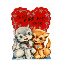 Purrfect Pair Kitty Valentine Postcards