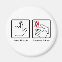 Push Button, Receive Bacon - Bacon Dispenser Refrigerator Magnet