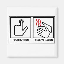 push button receive bacon refrigerator magnet