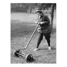 Push Reel Mower, 1910s Postcard