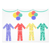 Pyjamas In A Row Pajama Party Personalised Invitations