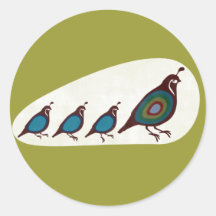 Quail Round Stickers