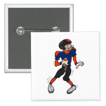 quarterback football player cartoon buttons