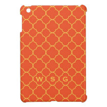Quatrefoil clover pattern orange yellow 3 monogram ipad mini cases