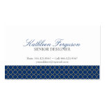 Quatrefoil navy blue yellow clover modern pattern business cards