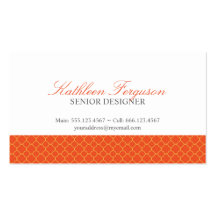 Quatrefoil orange yellow clover modern pattern business card template