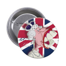 Queen Elizabeth Cartoon Button 60th Anniversary