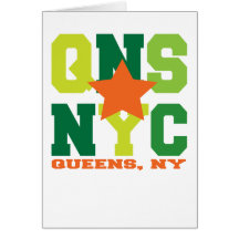 Queens, NY Green Greeting Card