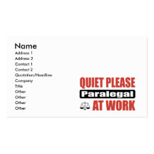 Quiet Please Paralegal At Work Business Card