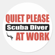 Quiet Please Scuba Diver At Work Sticker