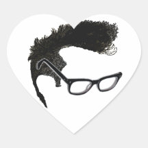 Quiff + Specs = Indefatigable Genius Round Sticker