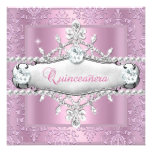 Quinceanera 15th Birthday Party Pink Tiara Personalized Announcement