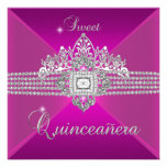 Quinceanera Birthday Party Hot Pink Invitation