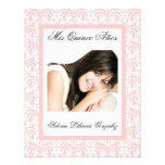 Quinceanera Pink Damask Soft Pink and White Personalized Invitation