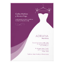 Quinceañera Vestido Púrpura Invitaciones Personalized Invitation