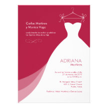 Quinceañera Vestido rojo Invitaciones Invite