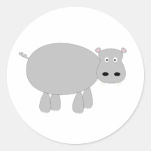 Quirky and cute cartoon hippo t-shirts and gifts. round stickers