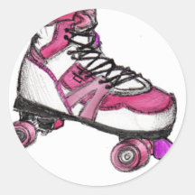 R is for Rollerskate Round Stickers