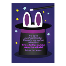 Rabbit in a Hat Magic Show Invitations