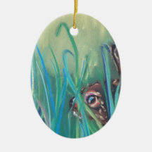 rabbit in grass christmas ornaments