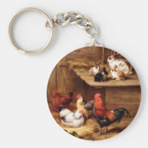 Rabbit rooster hens farm animals bunnies keychain