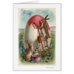 Rabbits Painting an Egg Cards