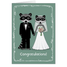 Raccoons Happily Ever After Congratulations Greeting Cards