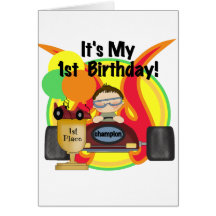 Race Car 1st Birthday Tshirts and Gifts Greeting Card