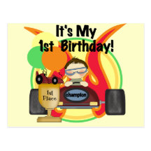 Race Car 1st Birthday Tshirts and Gifts Postcard