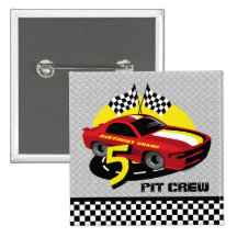 Race Car 5th Birthday Button
