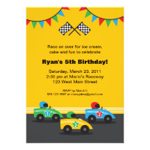Race Car Birthday Party Invitation