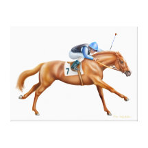 Racehorse in Full Gallop Wrapped Canvas Gallery Wrapped Canvas