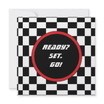 Racing Checkers Birthday Party Invitations invitations