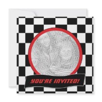 Racing Checkers Birthday Party Invitations invitations