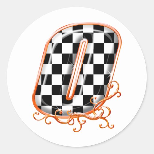 Racing number 0 orange round sticker | Zazzle