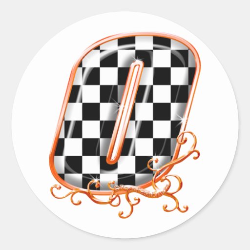 Racing number 0 orange round sticker | Zazzle