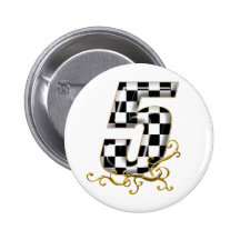 racing number 5 pinback button