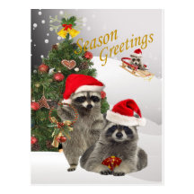Racoon Christmas A Time For Fun Postcards