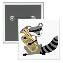 Racoon Playing the Euphonium Buttons