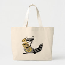 Racoon Playing the Euphonium Canvas Bags