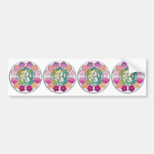 Radial Chrome Plumeria Bumper Stickers