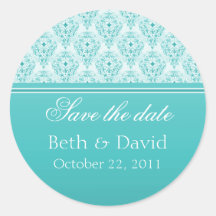 Radiant Glam Damask Save the Date Stickers