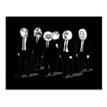 rage comic meme faces walking post card