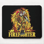 Raging Flames Firefighter Mousepad
