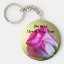 Rain Drop Kisses of Nature on Pink Rose Keychains