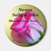 Rain Drop Kisses of Nature on Pink Rose Magnet