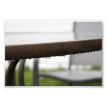 Rain Drops on a Backyard Table Photographic Print