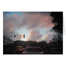 Rain Falliing at Sunset in San Luis Obispo, CA Greeting Cards