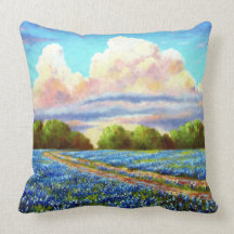 Rain For The Bluebonnets Throw Pillow