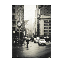 Rain in New York City - Vintage Style Gallery Wrapped Canvas